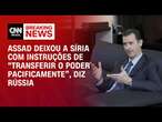 Assad deixou a Síria com instruções de “transferir o poder pacificamente”, diz Rússia | AGORA