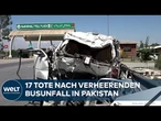 PAKISTAN: Schwerer Busunfall nahe Peshawar fordert 17 Todesopfer nach Kollision an Mautstation