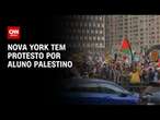 Manifestantes protestam contra deportação de palestino em Nova York | BASTIDORES CNN