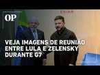 Lula tem reunião bilateral com o presidente da Ucrânia Volodymyr Zelensky; veja imagens