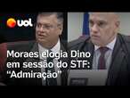 Moraes elogia Flávio Dino em sua estreia no STF: 'Alegria te tê-lo como amigo só aumentou'