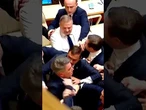 Pelea a puñetazos en el Parlamento de Georgia #Georgia #Pelea #Puñetazos