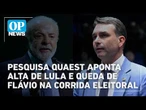 Pesquisa Quaest mostra Lula oscilando para cima e Flávio Bolsonaro para baixo no 1º e no 2º turno