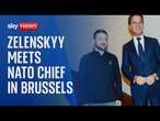 Volodymyr Zelenskyy and NATO chief Mark Rutte give a statement in Brussels