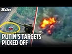 Ukraine annihilates FOUR Russian howitzers and ammo stock in huge explosions
