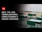 IBGE: 23% dos trabalhadores completaram o ensino superior | CNN PRIME TIME