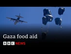 Gaza food emergency - on board the aircraft dropping aid to feed the starving | BBC News