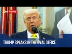 Trump speaks in the Oval Office after announcing 100% tariff on non-US movies
