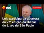 Lula fala ao vivo e assina decreto de leitura e escrita na abertura da Bienal do Livro em São Paulo