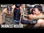 Incredible moment five men are rescued from flooded cave after over a week trapped underground
