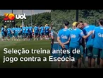 Com Neymar, Vini Jr e +: seleção treina antes de jogo contra a Escócia; veja chegada em campo