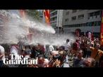 Turkish police fire water cannon at protesters after opposition leader ousted