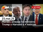 Moraes ameaça prender Aldo Rebelo; Justiça veta ação de Trump; morre Sebastião Salgado e+ | UOL News