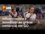 Influenciadora é assediada ao gravar comercial em GO; vídeo mostra momento