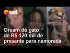 Oruam dá gato Savannah avaliado em R$ 120 mil de presente para a namorada; veja vídeo