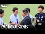 Moment North Korean football team cry their eyes out when meeting Kim Jong-un after cup win