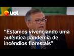 Dino diz que país vive 'pandemia' de incêndios florestais e que 'absurdo' não pode ser normalizado