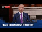 Nigel Farage speaking at Reform UK news conference