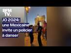 JO 2024: une supportrice mexicaine invite un policier à danser sur les Champs-Élysées