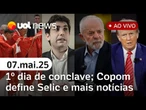 Conclave começa no Vaticano; Lula na Rússia; EUA e China; fraudes no INSS e mais ao vivo | UOL News