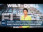 TV-DUELL: „Freiluftgefängnis Gaza“? Sahra Wagenknecht plädiert für Zweistaatenlösung | WELT SPEZIAL