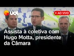 Hugo Motta faz coletiva ao vivo após reunião de líderes sobre IOF e outras pautas; acompanhe