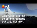 Jato russo 'tira fina' e quase bate ao ser interceptado por caça dos EUA; vídeo mostra momento