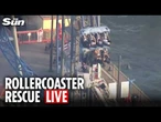LIVE: Rescue after Galveston Pleasure Pier's Iron Shark roller coaster stopped with riders on it