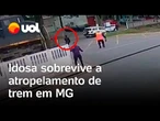Idosa é atropelada por trem enquanto atravessava em Minas Gerais, mas sobrevive a colisão; vídeo
