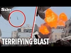 Moment Israeli airstrike takes out building in packed Gaza street in MASSIVE explosion