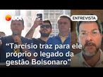 Tarcísio foi 'estrela' de ato com Bolsonaro frágil e cansado, diz professor
