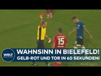 2. BUNDESLIGA: 60-Sekunden-Wahnsinn in Bielefeld - Platzverweis und Tor