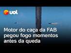 Avião caça da FAB cai na Grande Natal; vídeo mostra o momento em que o motor da aeronave pega fogo