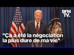 La prise de parole du président américain Joe Biden après la libération des trois premières otages