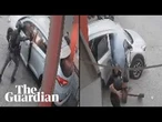 CCTV video shows Israeli border police officer throwing stun grenade into a car