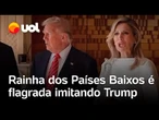 Rainha Máxima é flagrada imitando o jeito de falar de Trump durante encontro e vídeo viraliza