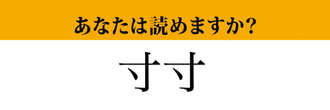 【難読漢字】「寸寸」って読めますか？ 漢字はシンプルだけど難しい...