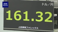 円相場 1ドル＝161円台に値下がり