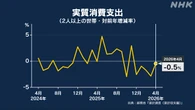 4月家計調査 世帯の消費金額 5か月連続減少