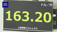 円相場 1ドル＝163円台での取り引き ドル買う動き進む