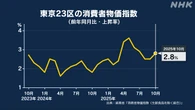 東京23区 10月の消費者物価指数 前年同月比2.8％上昇