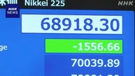 株価 一時1500円以上値下がり