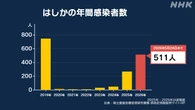 はしか感染者数500人超 過去10年で最多の2019年に次ぐペース