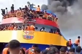 Un incendio en el barco 'KM Barcelona', que luce el escudo del Barça, obliga a evacuar a cientos de pasajeros en Indonesia