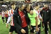 El defensa Pol Arnau, hijo del fallecido Francesc, héroe de la UD Logroñés como portero improvisado: 