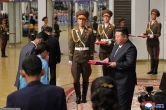 Kim Dzong Un na ceremonii. Uhonorował "męczenników" poległych w Rosji