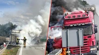 Ciężarówka na A4 zaczęła płonąć. Szybka interwencja policji