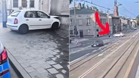 Wyleciał z zakrętu. Moment uderzenia w budynek nagrała kamera
