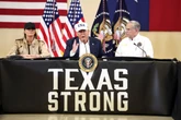 Texas floods: Trump meets rescuers and families of flooding victims