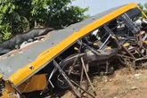 Three children killed after train rams into school bus in India